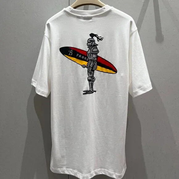 ★Burberry★ Surfer Night Logo Cotton Short Sleeve T-Shirt C Burberry Surfer Knight Cotton T-shirt | White | FARFETCH